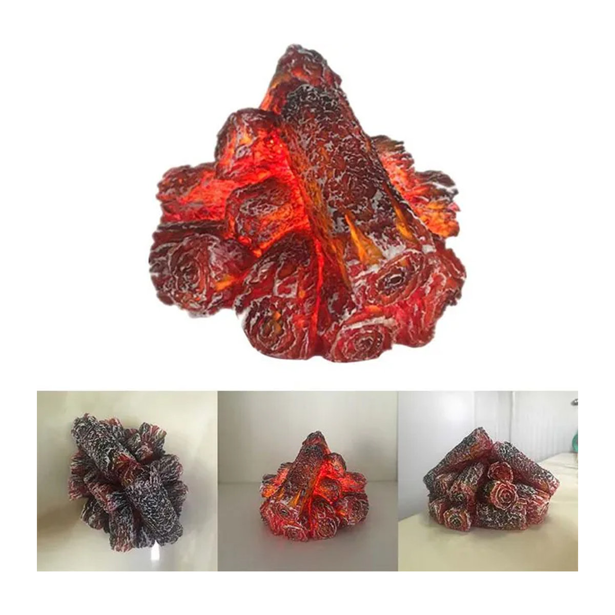 LED Atmosphäre Lampe mit Holzkohle-Flammen-Simulation in Rot - Bild 1