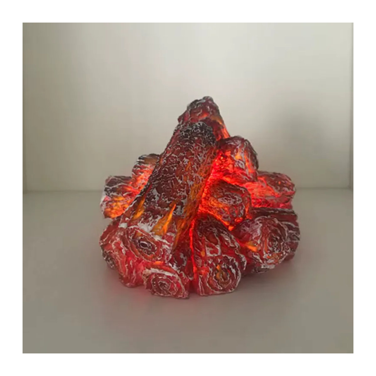 LED Atmosphäre Lampe mit Holzkohle-Flammen-Simulation in Rot - Bild 2
