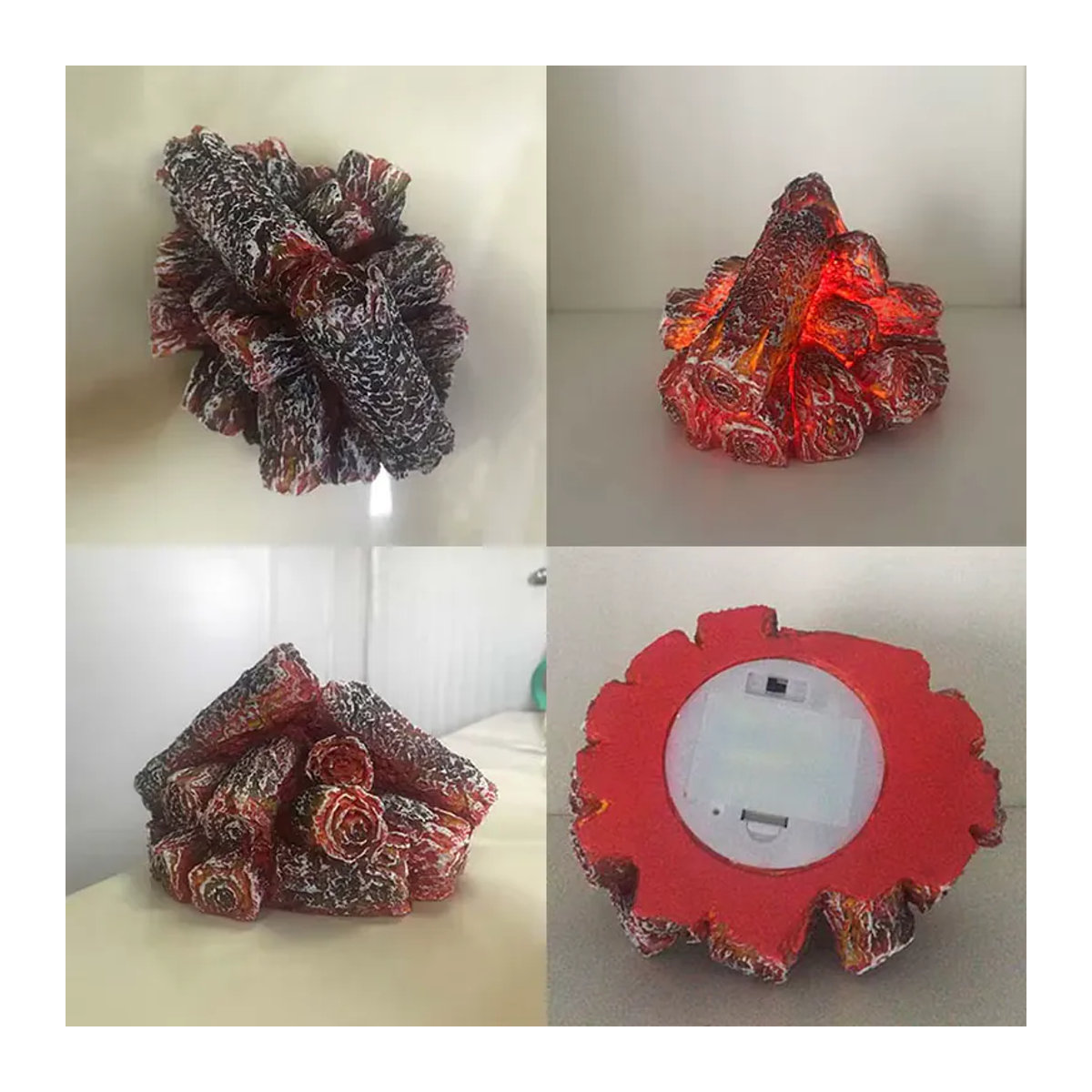 LED Atmosphäre Lampe mit Holzkohle-Flammen-Simulation in Rot - Bild 4