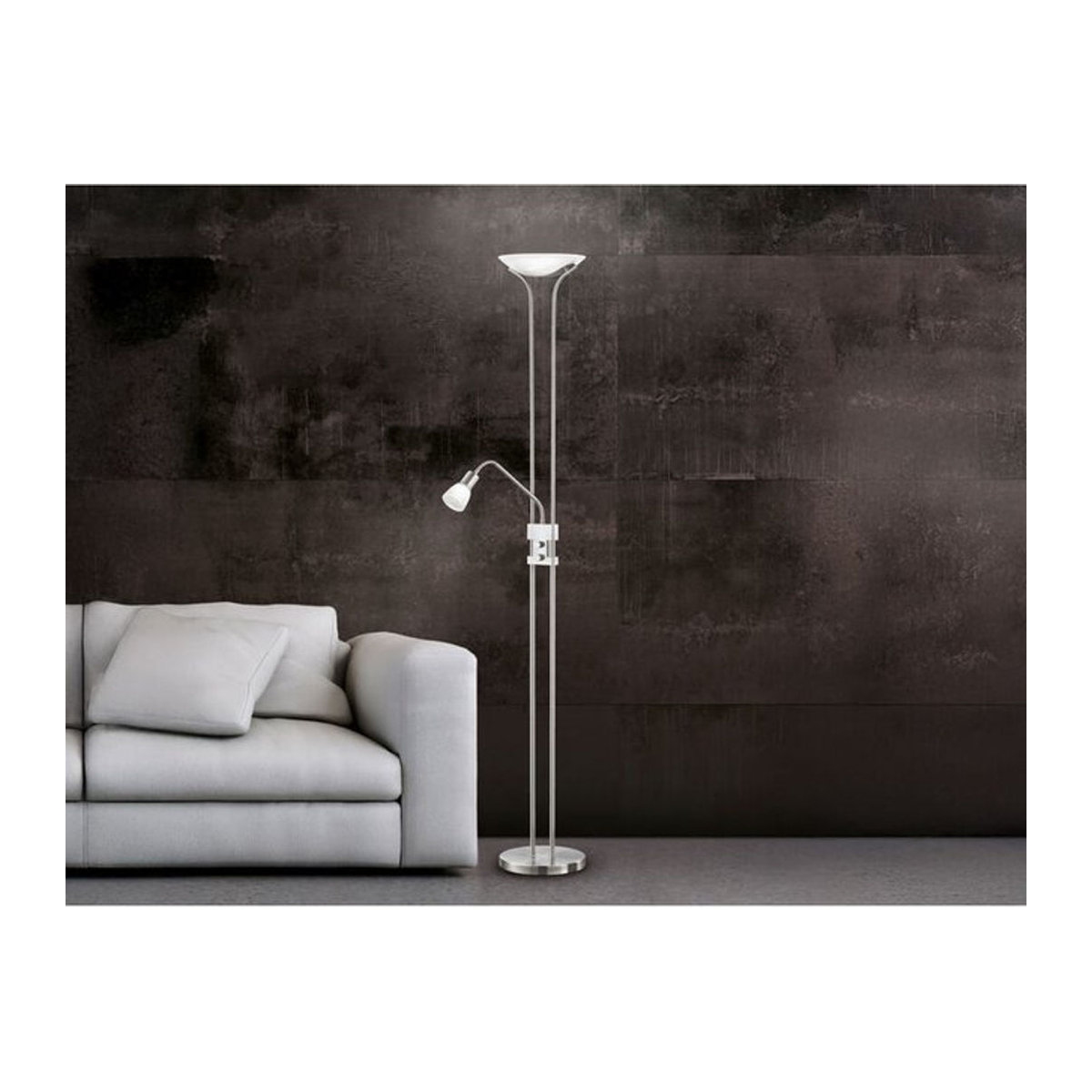 LED Deckenfluter Trio in Nickel matt mit warmweißem Licht, Höhe: 180 cm - Bild 1
