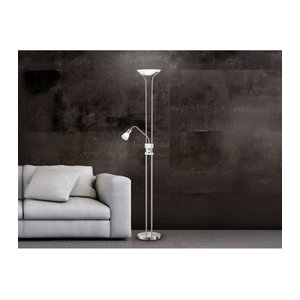 LED Deckenfluter Trio in Nickel matt mit warmweißem Licht, Höhe: 180 cm