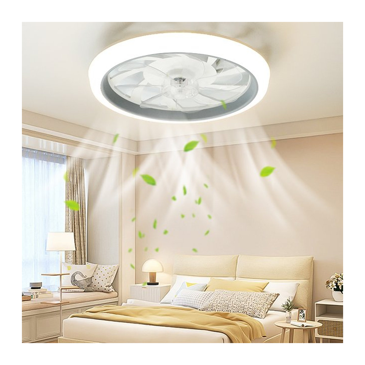 LED-Deckenventilatorleuchte von ludengchaoshi in Weiß mit Fernbedienung, stufenloser Dimmung und 6 Windgeschwindigkeiten für Wohnzimmer und Schlafzimmer - Bild 1