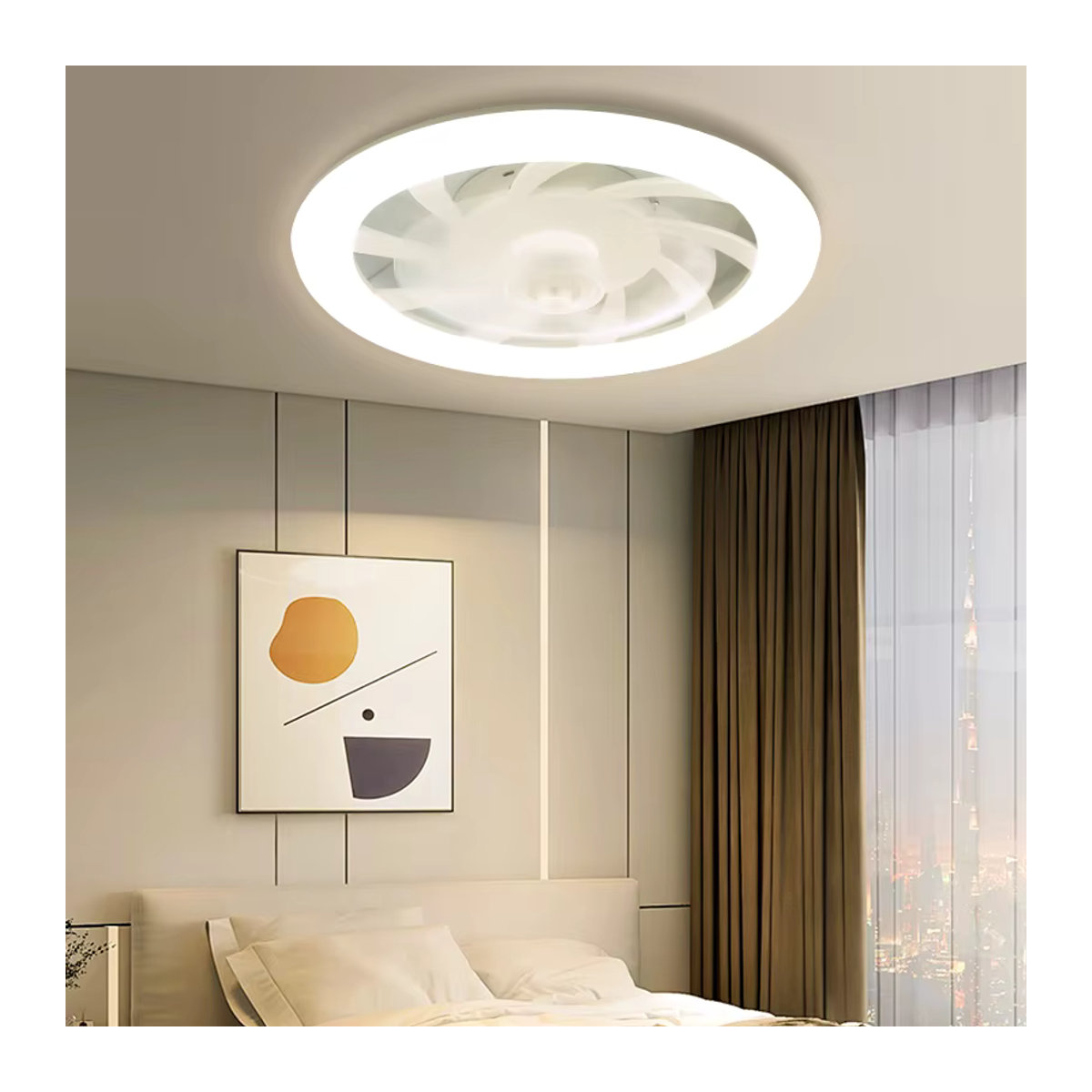 LED-Deckenventilatorleuchte von ludengchaoshi in Weiß mit Fernbedienung, stufenloser Dimmung und 6 Windgeschwindigkeiten für Wohnzimmer und Schlafzimmer - Bild 2