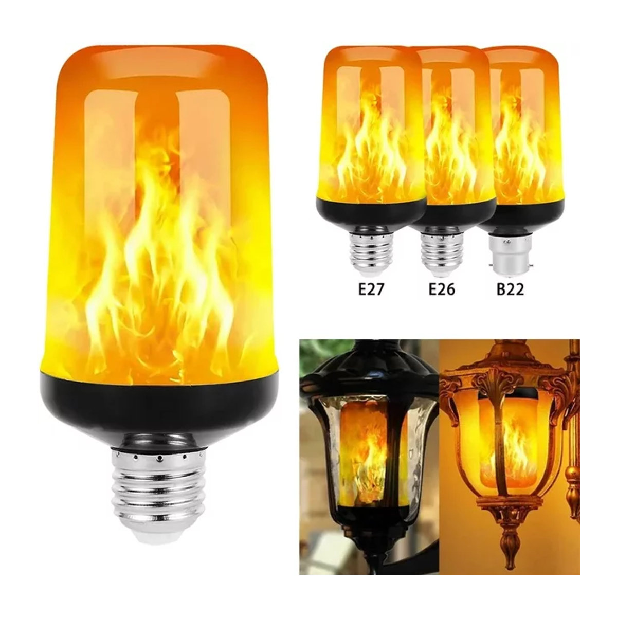 LED-Flammen-Glühbirne mit 4 Modi für realistischen Feuer-Effekt in Orange, klassisches Design für Party und Gartendekoration - Bild 1