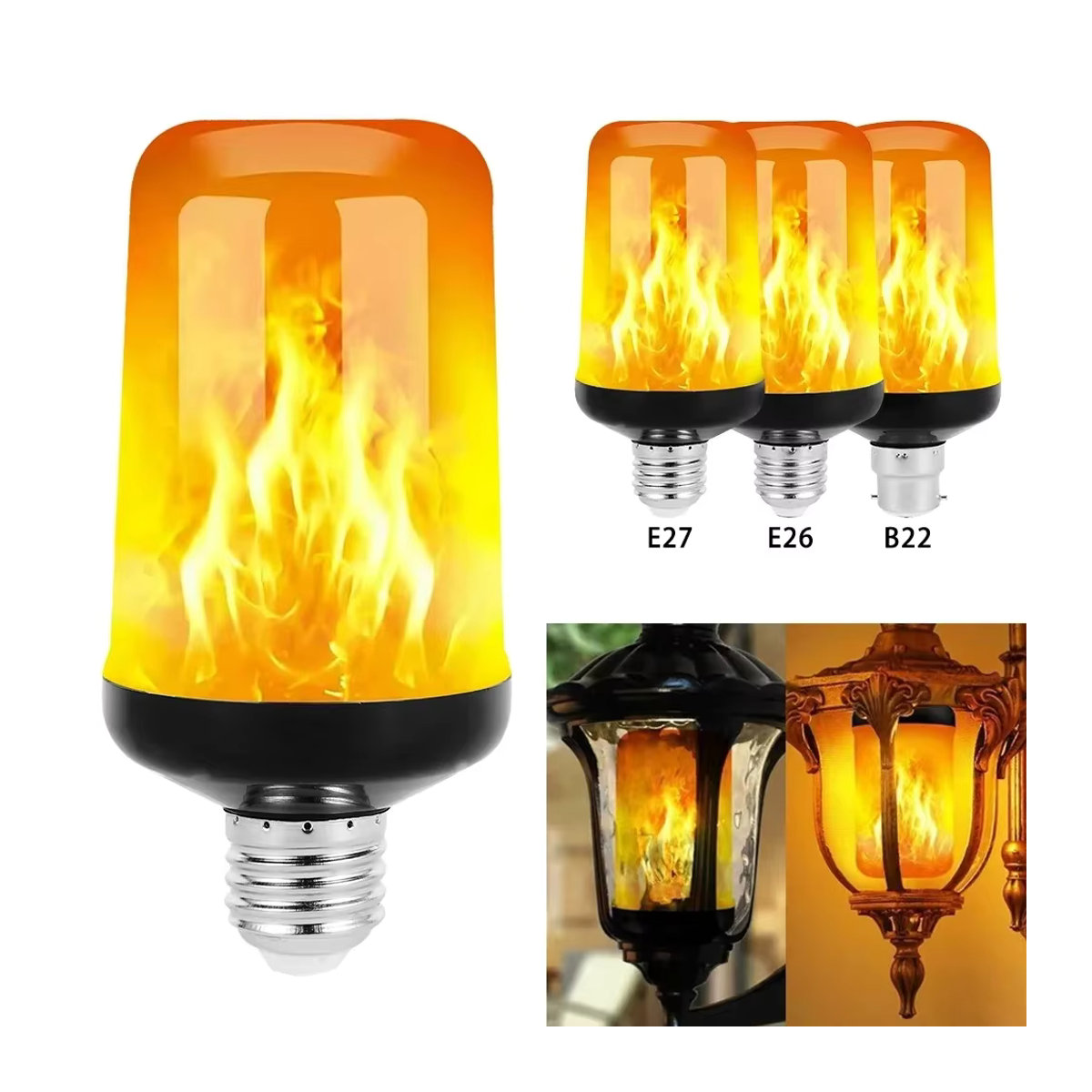 LED-Flammen-Glühbirne mit 4 Modi für realistischen Feuer-Effekt in Orange, klassisches Design für Party und Gartendekoration - Bild 7