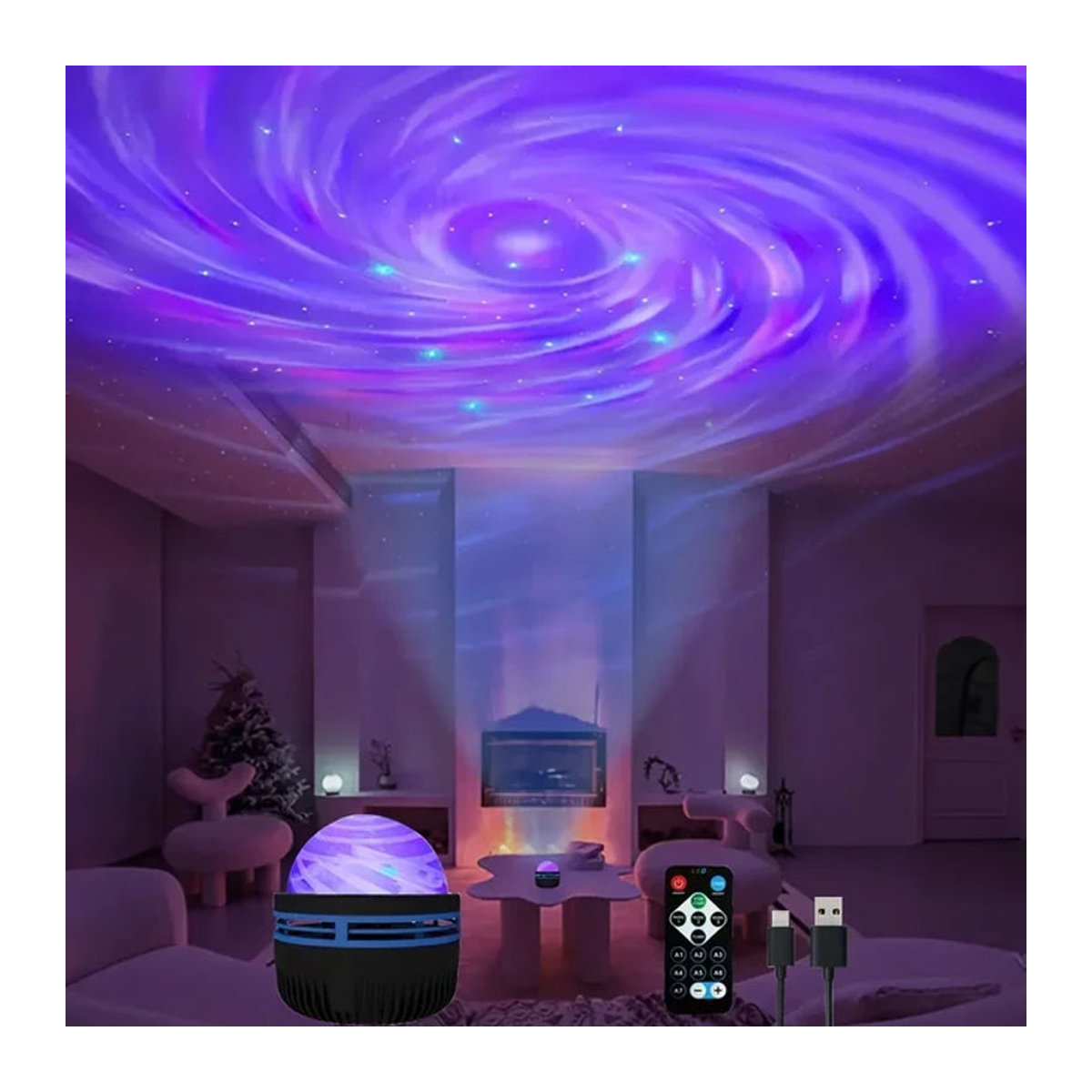 LED Galaxie Projektor mit Fernbedienung für mehrfarbige Sternenprojektion zur Schlafzimmer Dekoration - Bild 1