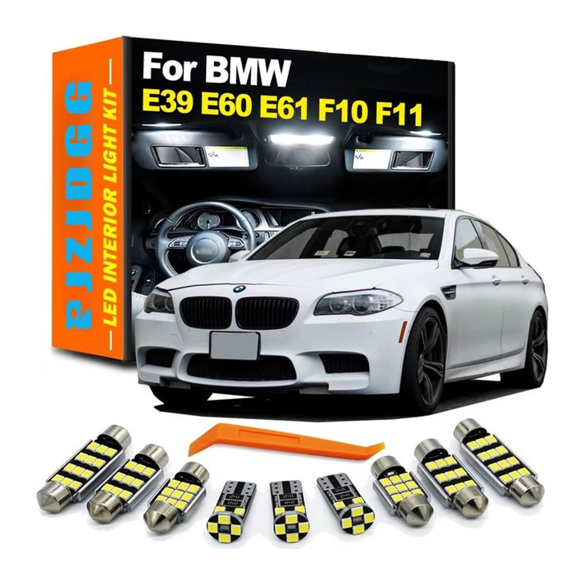 LED Innenraumbeleuchtung Set für BMW 5er E39 E60 E61 F10 F11 Limousine und Touring Modelle von 1995 bis 2017 - Bild 1
