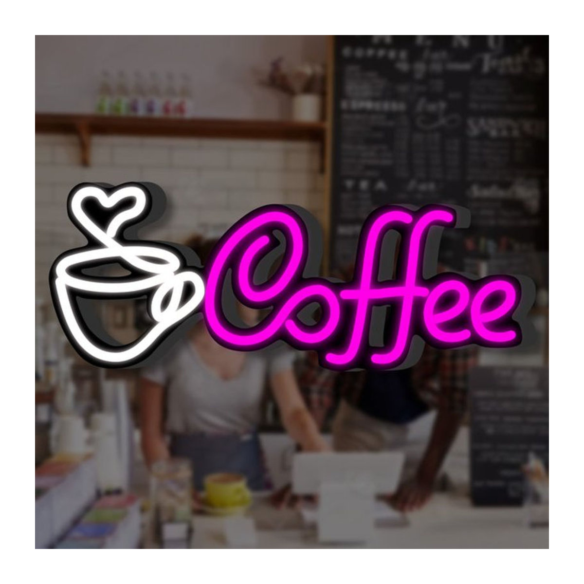 LED Kaffee Neon Wanddekoration in Lila und Bunt für Cafés und Kneipen - Bild 1