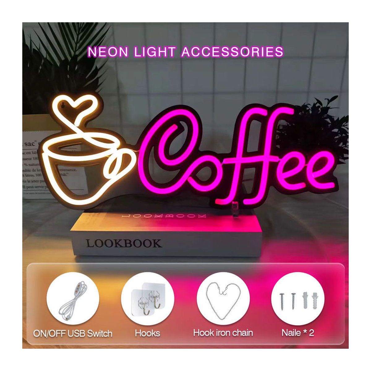 LED Kaffee Neon Wanddekoration in Lila und Bunt für Cafés und Kneipen - Bild 4