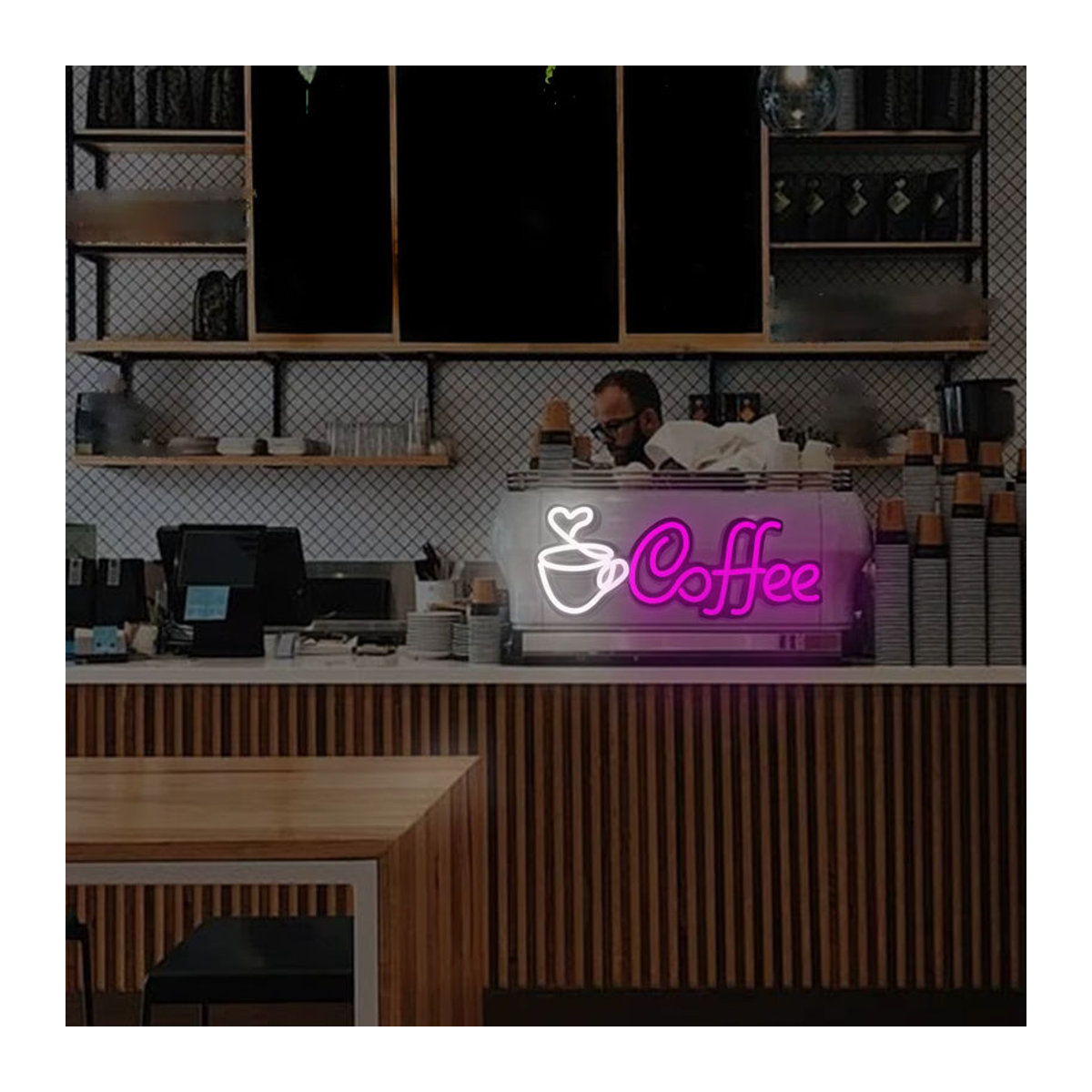 LED Kaffee Neon Wanddekoration in Lila und Bunt für Cafés und Kneipen - Bild 5