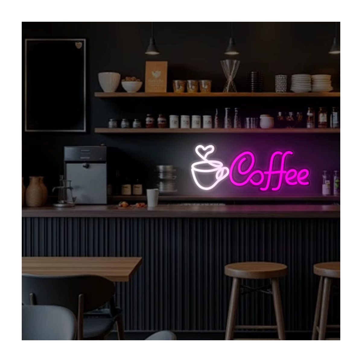 LED Kaffee Neon Wanddekoration in Lila und Bunt für Cafés und Kneipen - Bild 6