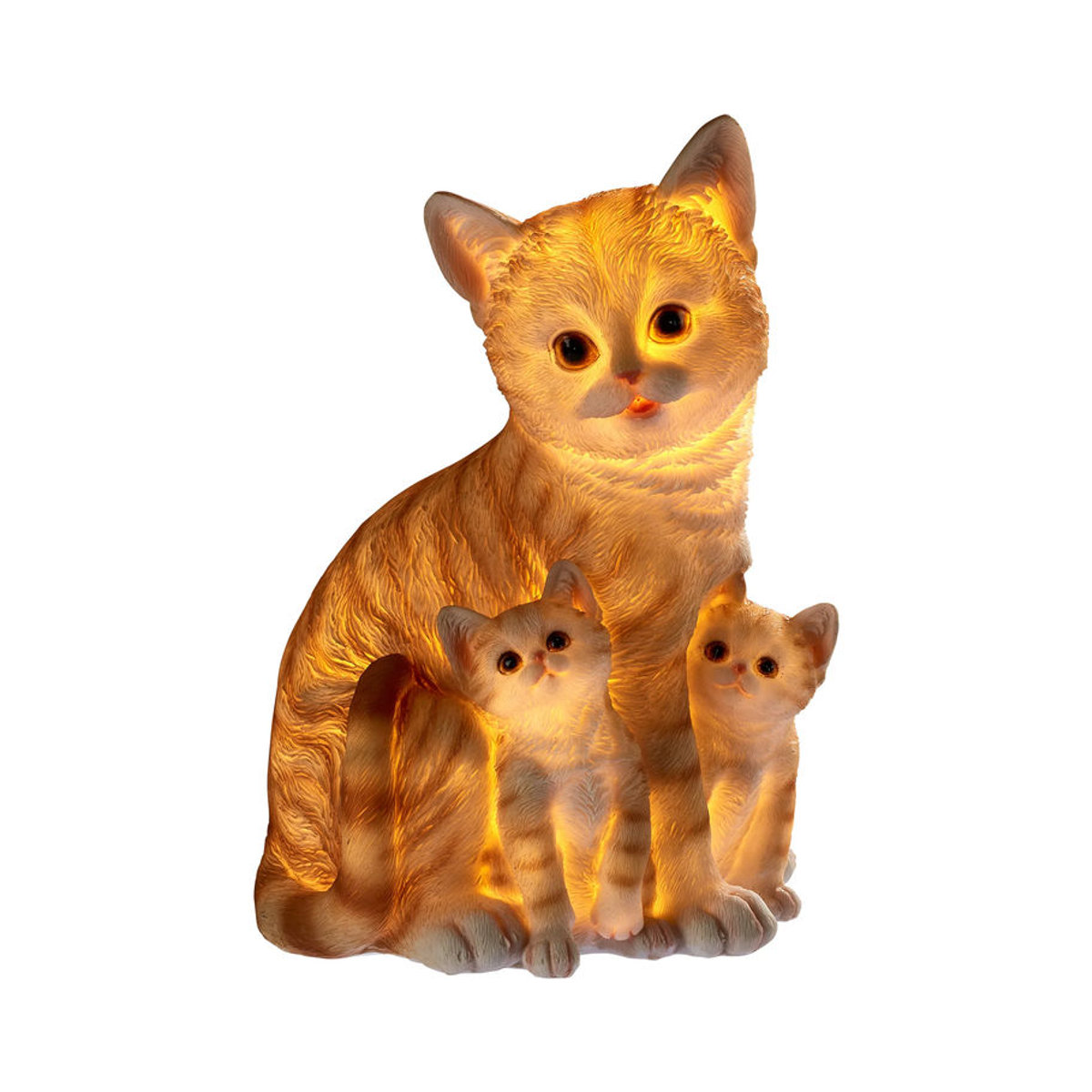 LED-Katzenfamilie von viva domo als dekorative Figur aus Kunstharz in Orange und Mehrfarbig mit warmweißem Licht - Bild 2