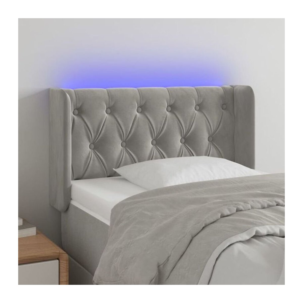 LED Kopfteil aus Samt in Grau von Vidaxl, B/H: 83 x 78/88 cm, Tiefe: 16 cm - Bild 1