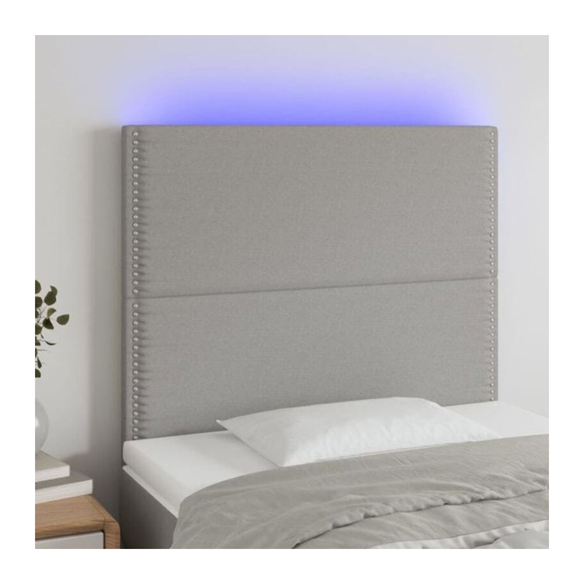LED Kopfteil aus Stoff in Grau von vidaxl, B/H: 100 x 118/128 cm, Tiefe: 5 cm - Bild 1