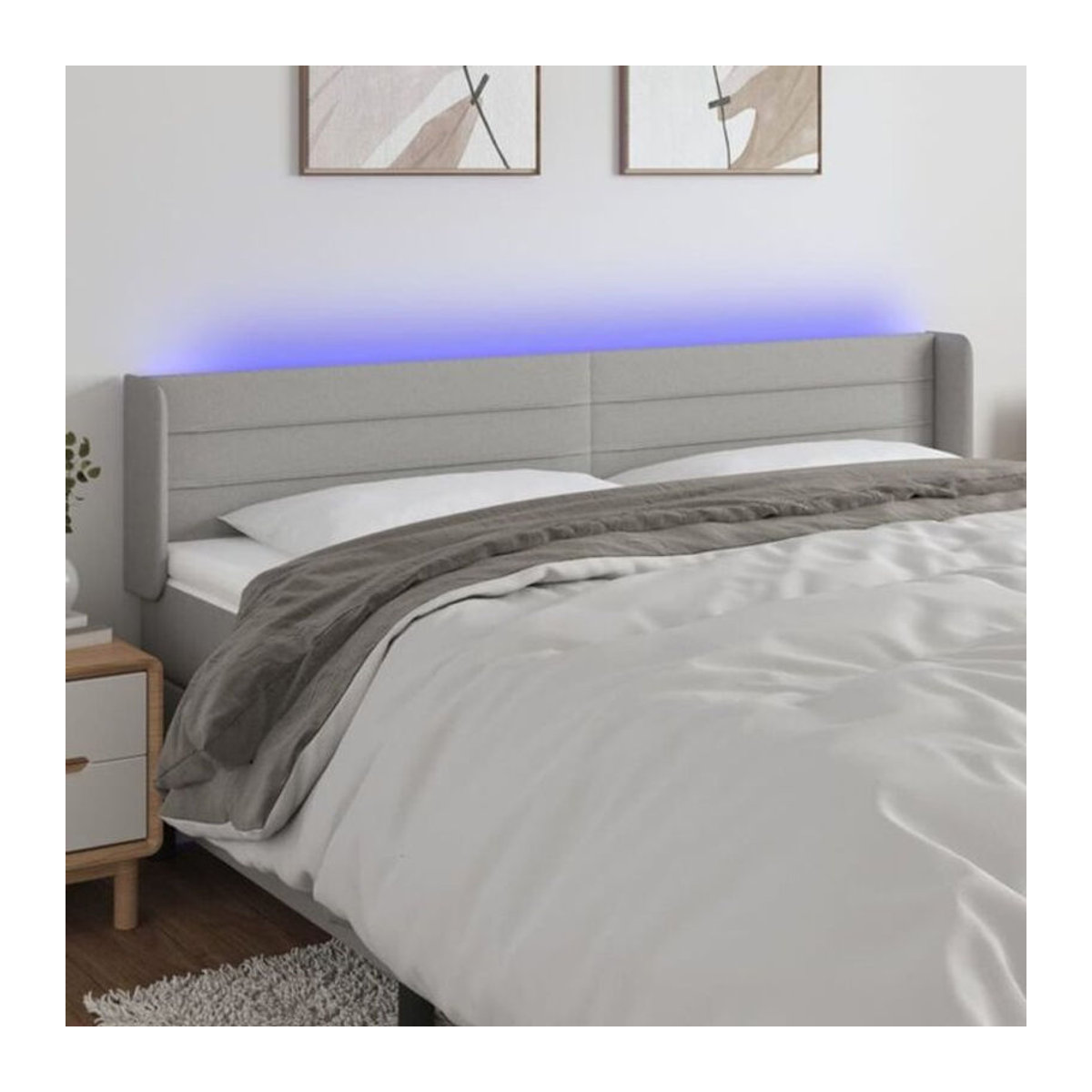 LED Kopfteil vidaxl in Grau mit Stoff Bezug B: 203 cm, H: 78-88 cm, T: 16 cm - Bild 1