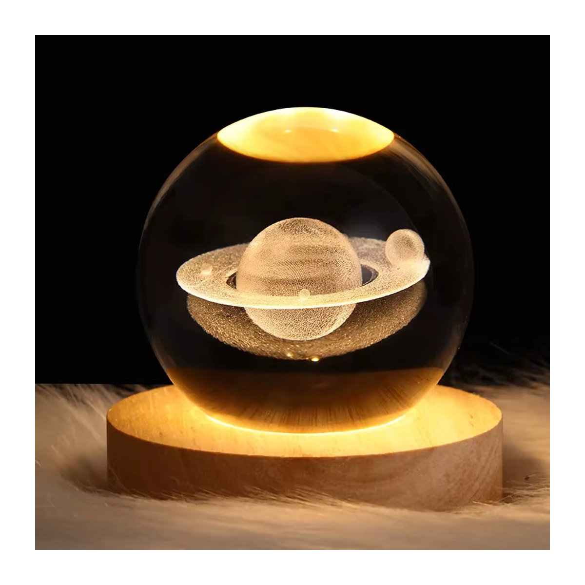 LED Kristallkugel Tischlampe mit 3D Mond und Galaxy Design in Bunt, moderne Glas Nachtlicht Dekoration - Bild 1