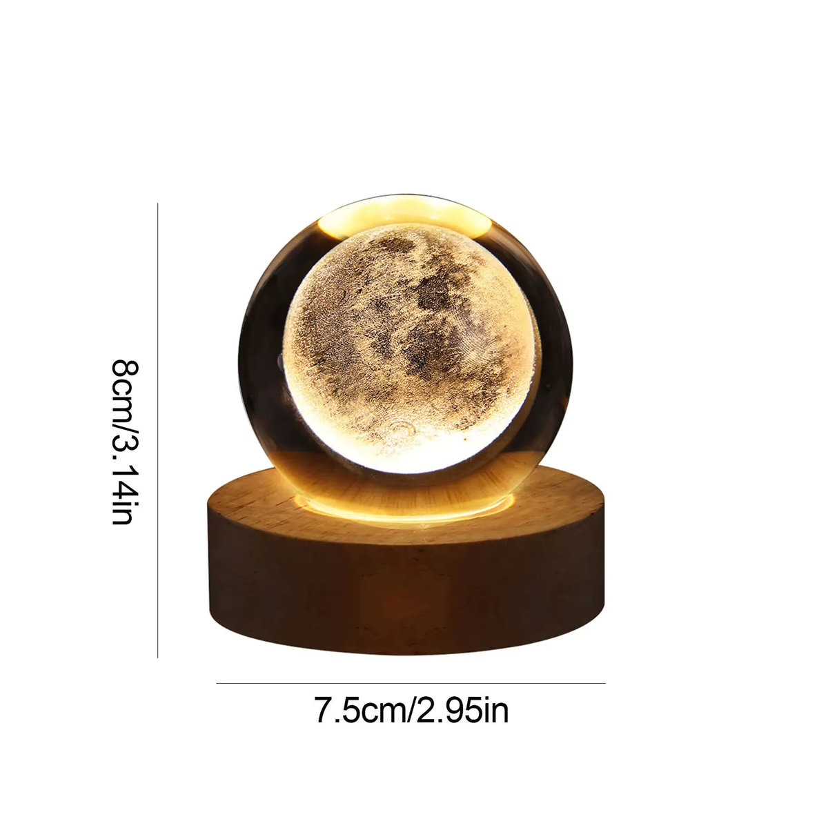 LED Kristallkugel Tischlampe mit 3D Mond und Galaxy Design in Bunt, moderne Glas Nachtlicht Dekoration - Bild 5
