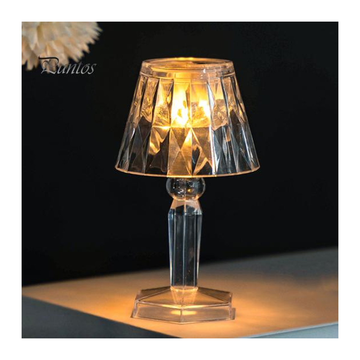 LED Kunstkristall Schreibtischlampe in Gelb mit 3 Farben, batteriebetriebene Nachttischlampe aus Acryl im modernen Design - Bild 6