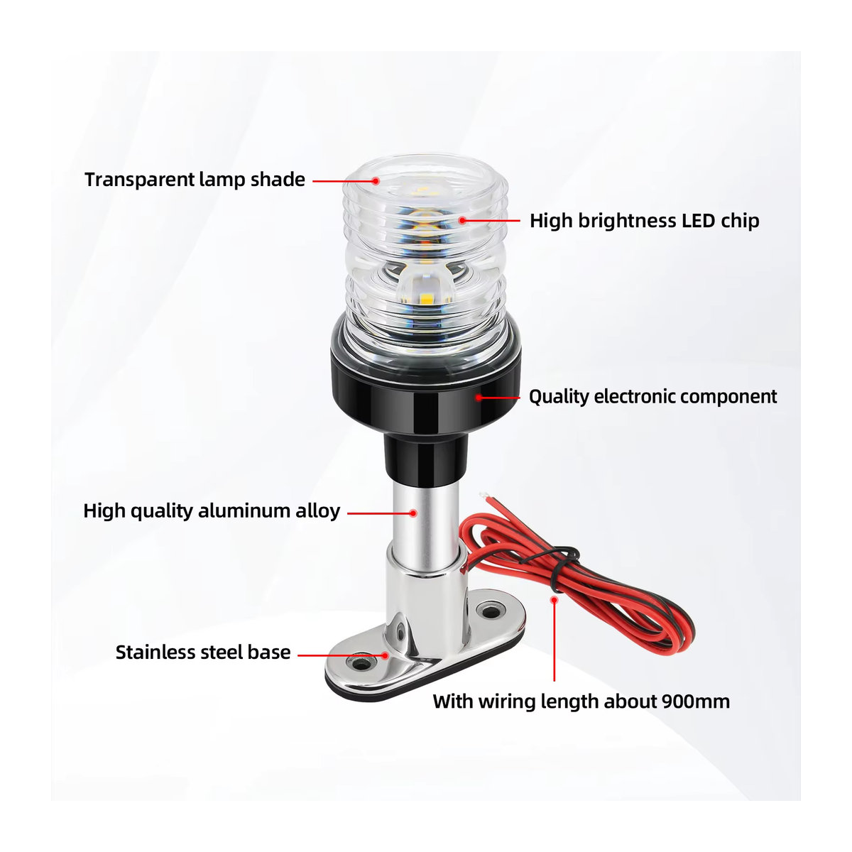 LED Marine Navigationslicht mit Edelstahl Sockel für Boote 12V-24V in 6 Zoll und 8 Zoll Ausführung - Bild 3
