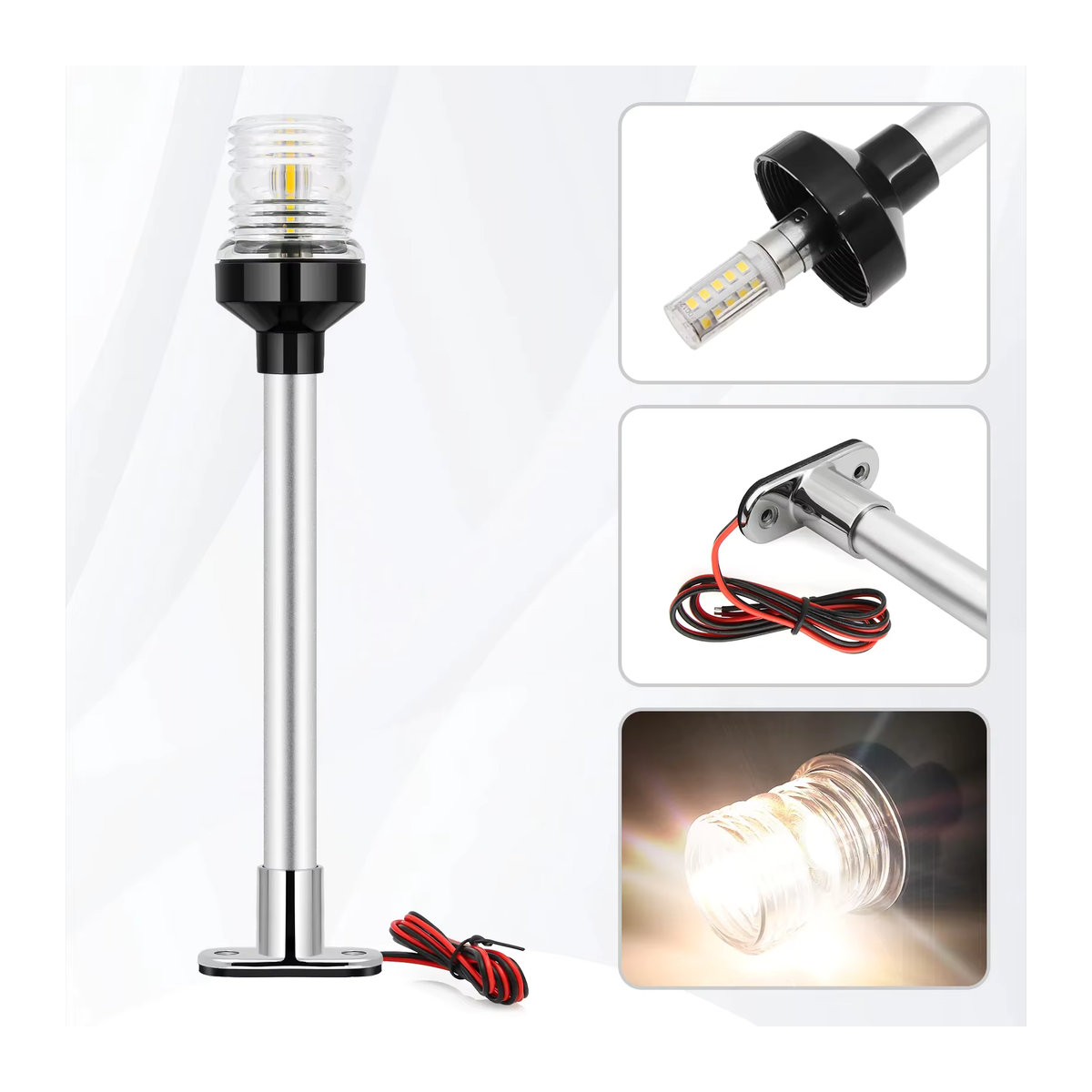 LED Marine Navigationslicht mit Edelstahl Sockel für Boote 12V-24V in 6 Zoll und 8 Zoll Ausführung - Bild 5