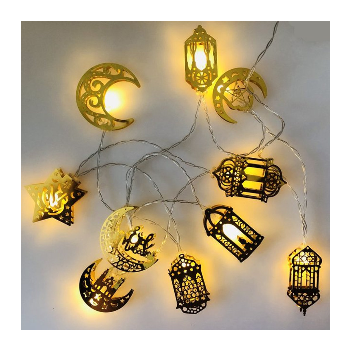 LED Mond und Sterne Lichterkette in Gelb für Ramadan und Eid Mubarak Dekoration - Bild 1