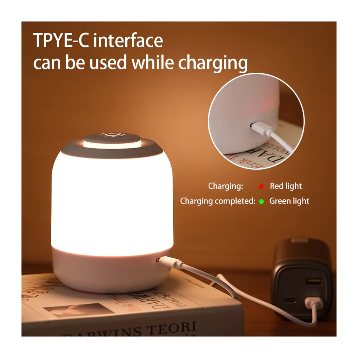 LED Nachtlicht mit Touch-Sensor als minimalistische Tischlampe in Weiß - Bild 3