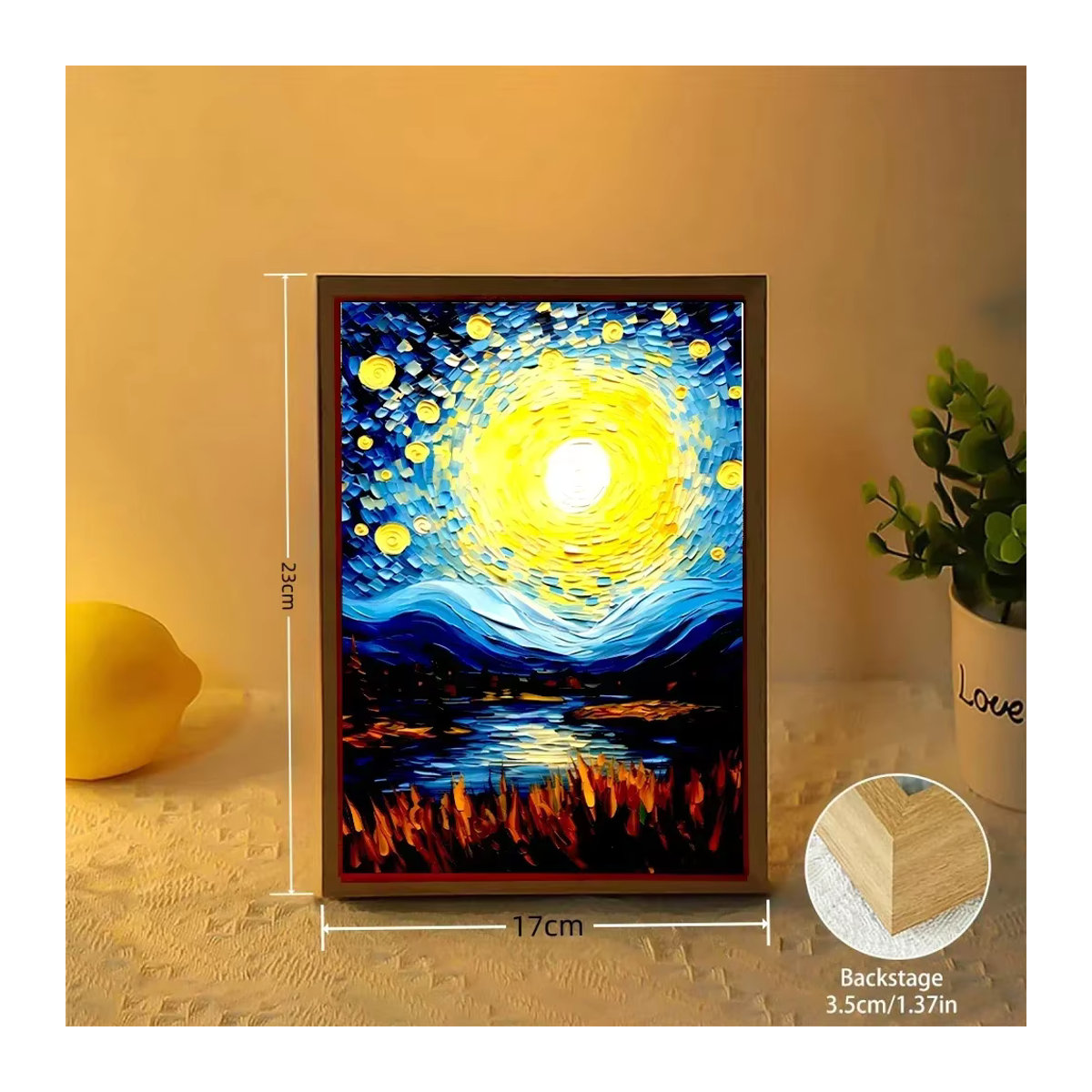LED Nachtlicht mit Van Gogh Sternenhimmel Wandkunst in Bunt - Bild 2