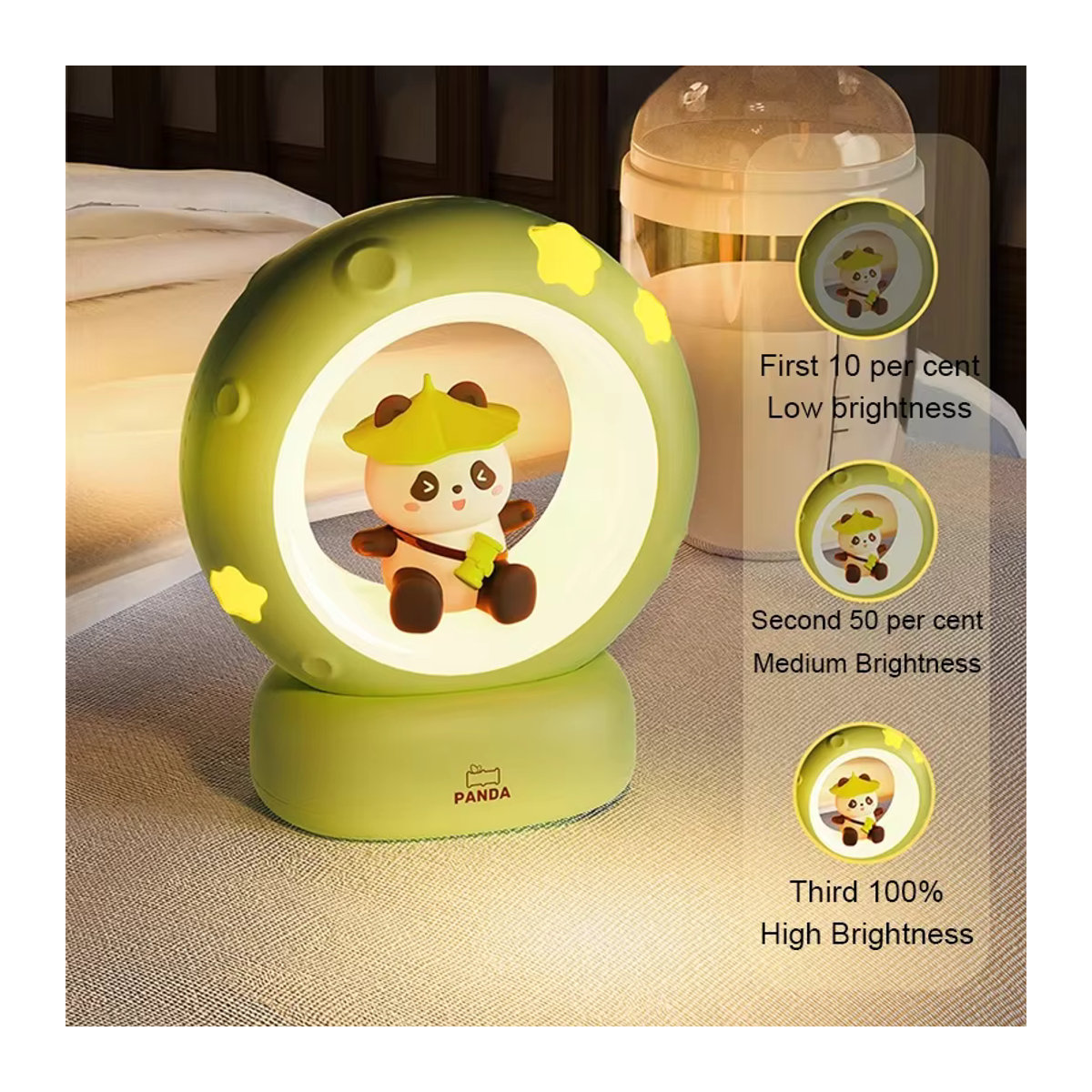LED Nachtlicht Panda Astronaut aus Silikon in Grün als Nachttischlampe mit USB-Ladefunktion für Kinder - Bild 2