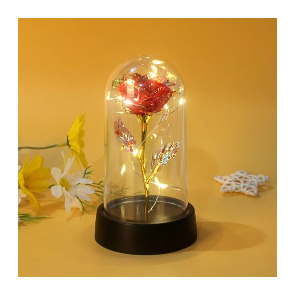 LED Nachttischlampe in Form einer realistischen roten Rose als dekoratives Licht - Bild 1