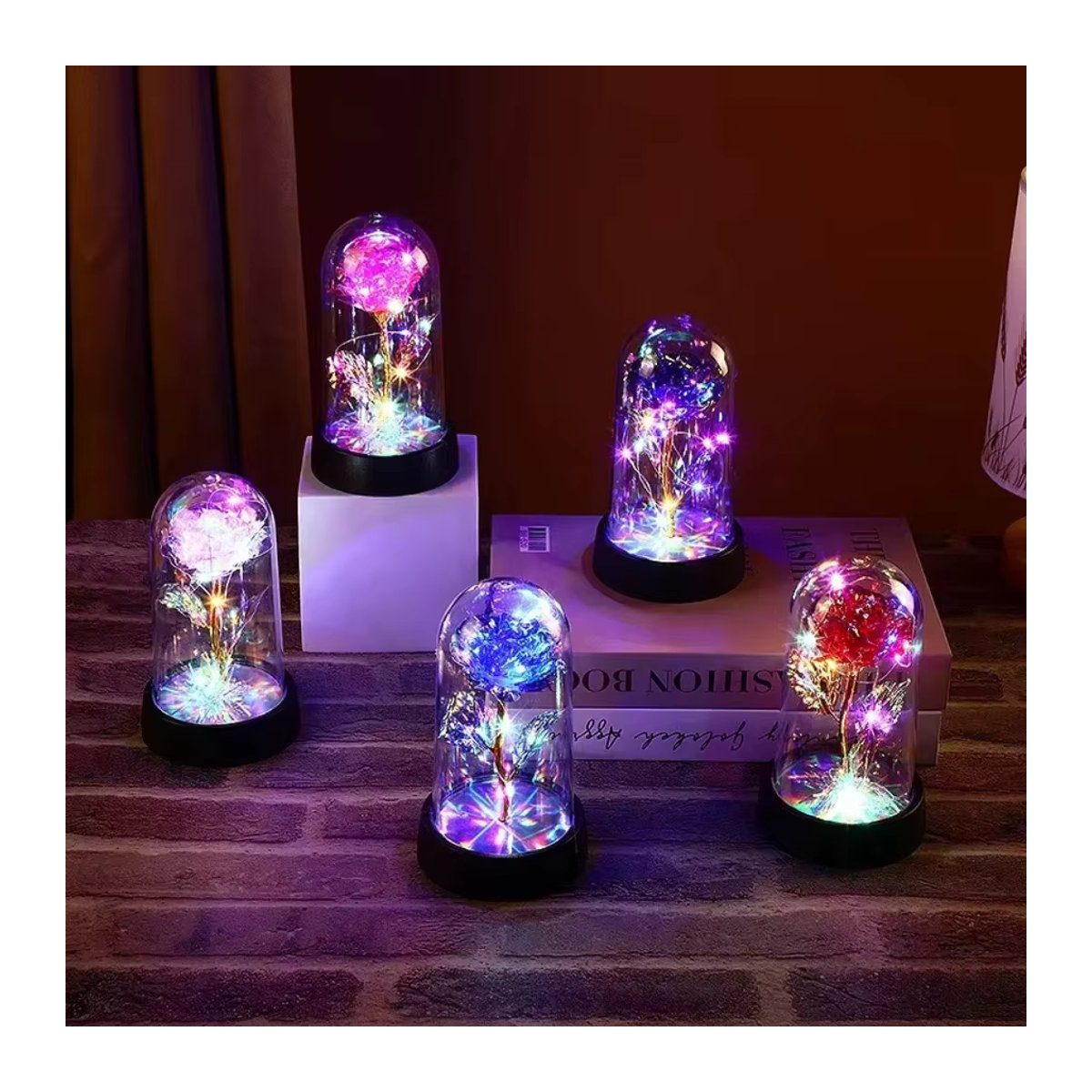 LED Nachttischlampe in Form einer realistischen roten Rose als dekoratives Licht - Bild 3