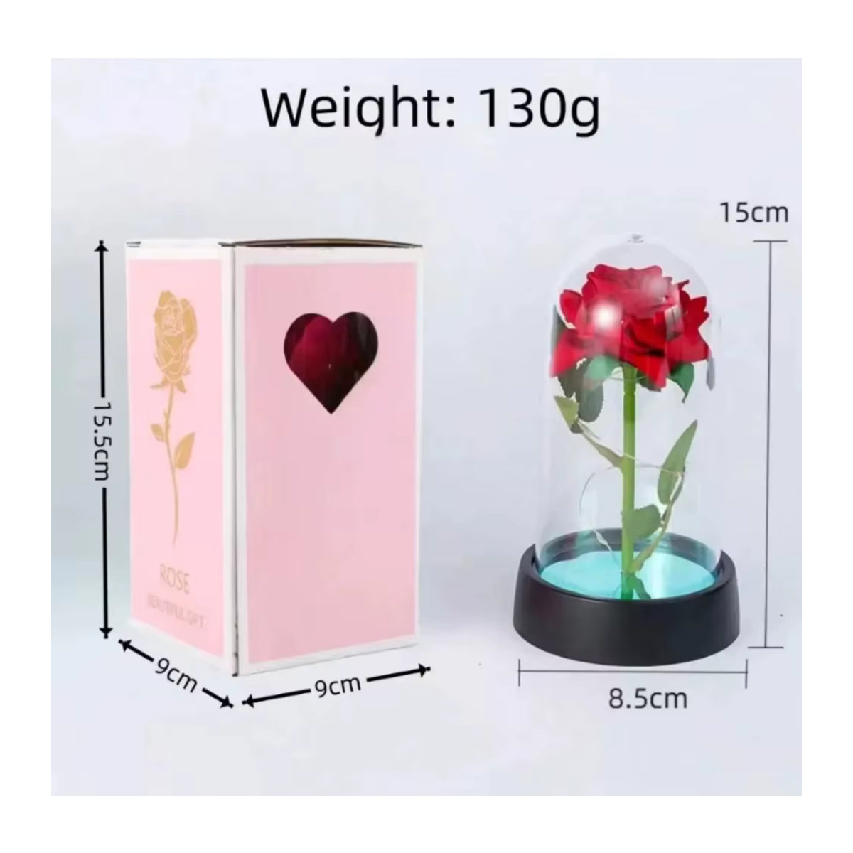 LED Nachttischlampe in Form einer realistischen roten Rose als dekoratives Licht - Bild 4