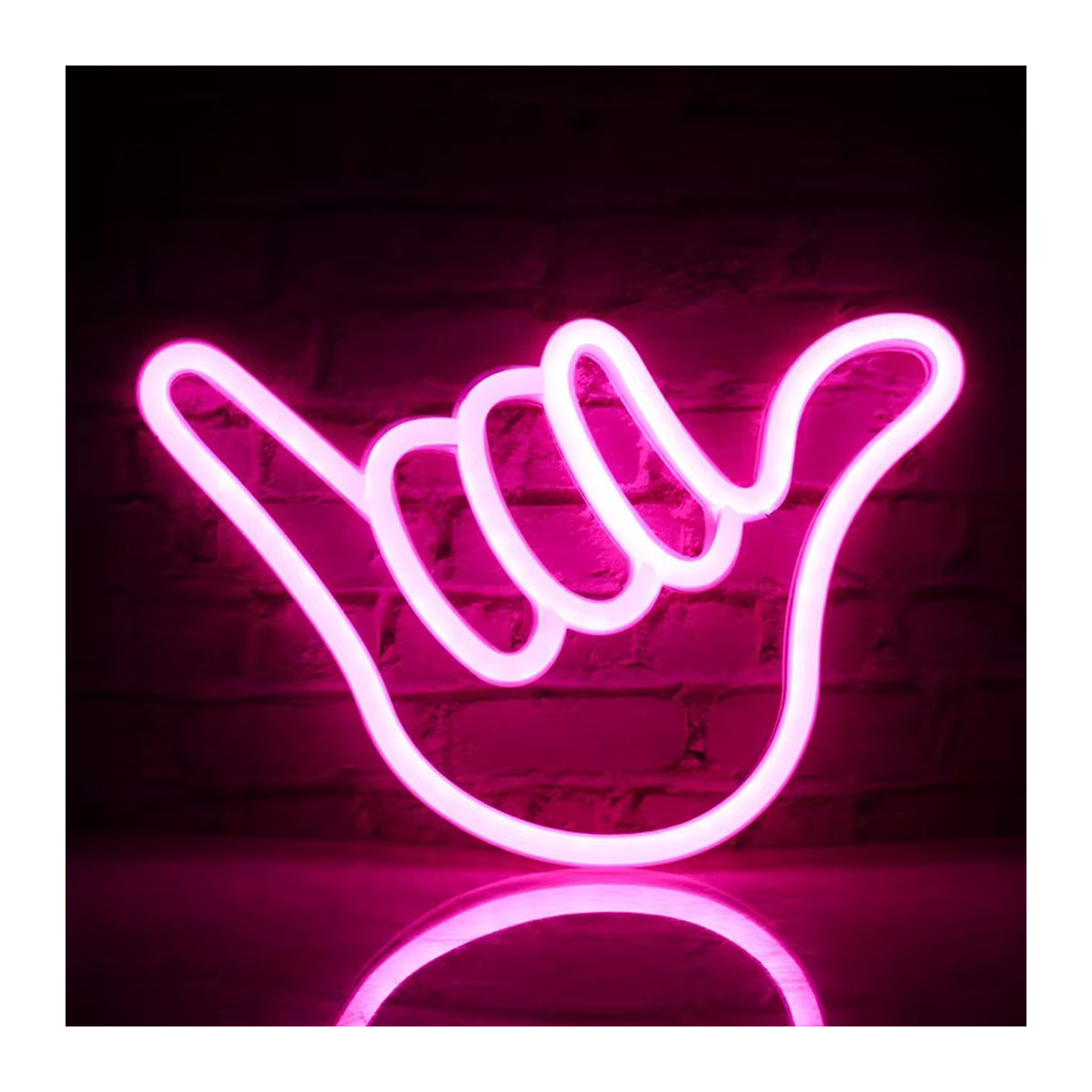 LED Neon I Love You Peace Gesture Finger Wanddeko Rosa als 3D Nachtlicht für Schlafzimmer und Wohnzimmer - Bild 1
