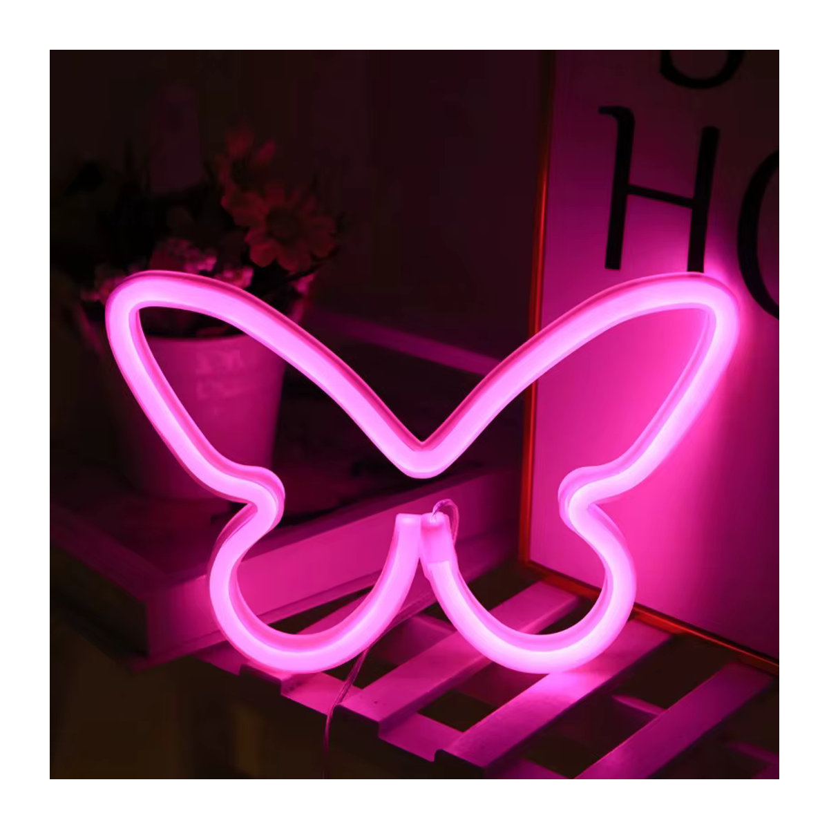 LED Neon Schmetterling Licht in Rosa für die Wand- oder Tischdekoration - Bild 2