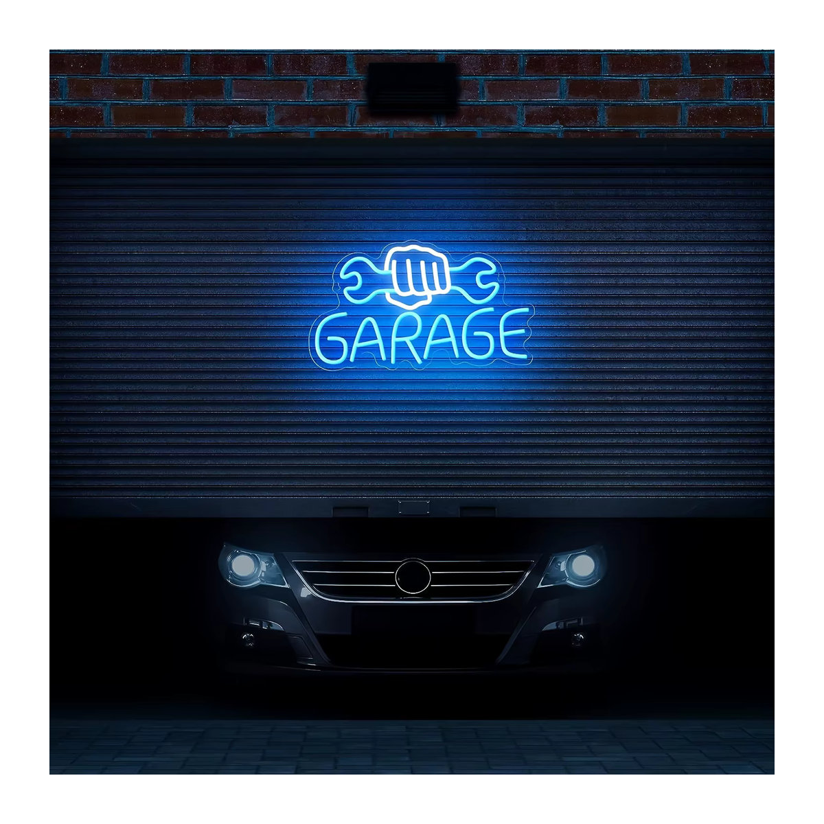 LED-Neonschild in Schraubenschlüsselform als Wanddekoration für Garage und Werkstatt in Weiß und Blau mit USB-Anschluss - Bild 3