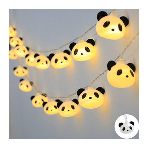 LED Panda Lichterkette mit 40 LEDs für Party und Dekoration, 6m Länge, Schwarz/Weiß und Weiß, USB und Batterie betreibbar