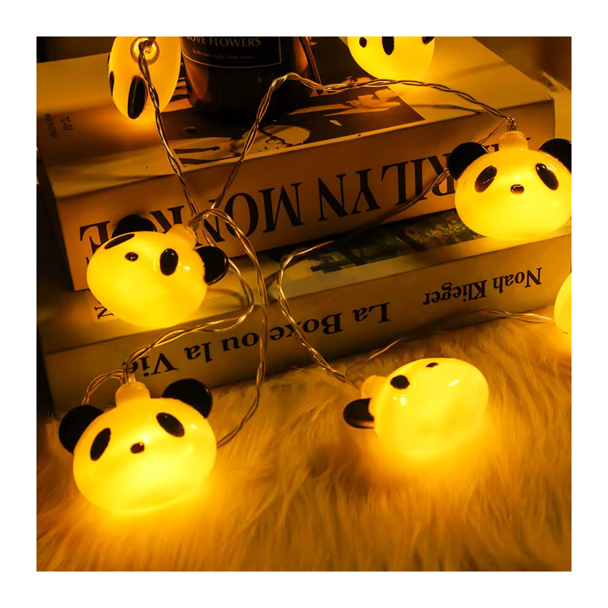 LED Panda Lichterkette mit 40 LEDs für Party und Dekoration, 6m Länge, Schwarz/Weiß und Weiß, USB und Batterie betreibbar - Bild 3