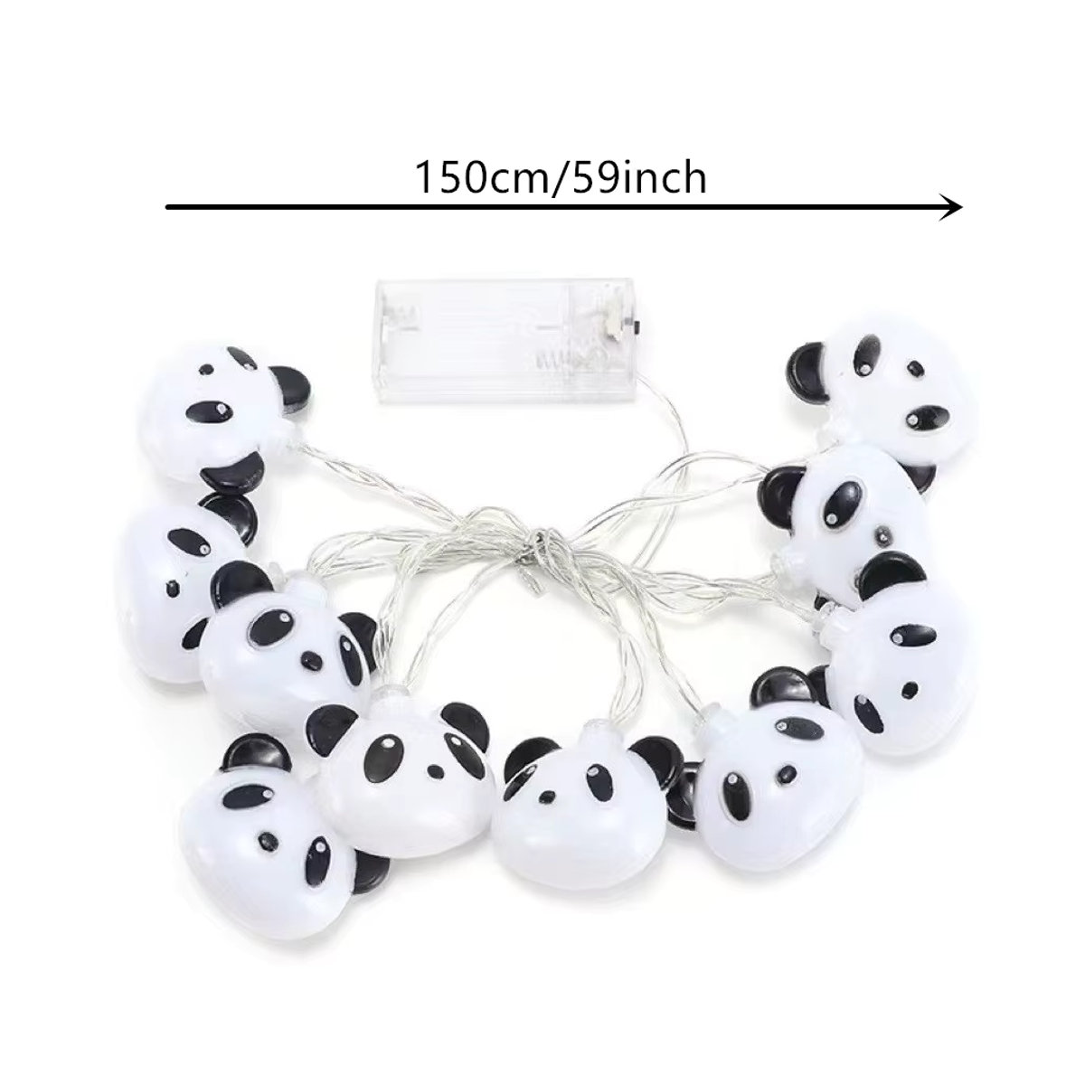 LED Panda Lichterkette mit 40 LEDs für Party und Dekoration, 6m Länge, Schwarz/Weiß und Weiß, USB und Batterie betreibbar - Bild 5