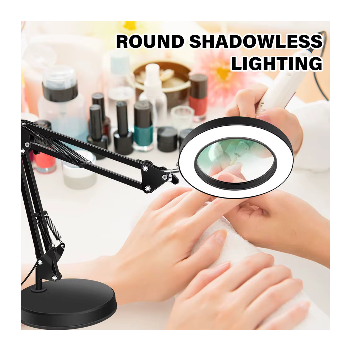 LED Schreibtischlampe mit 10-facher Lupe und verstellbarem Arm in Schwarz - Bild 2
