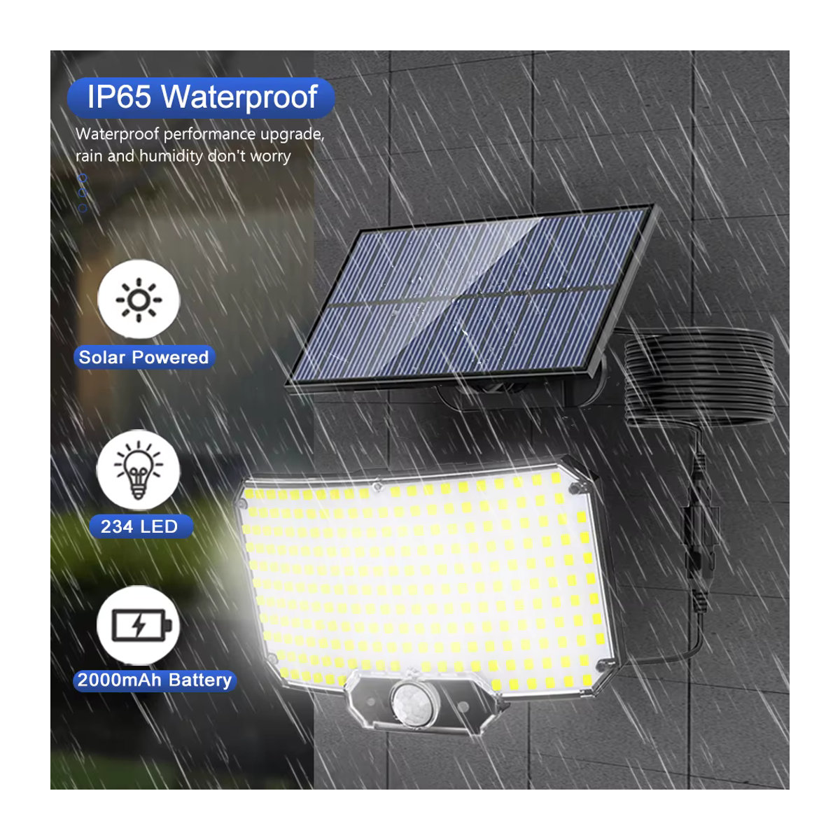 LED Solar-Bewegungsmelder-Leuchten für Außen mit Fernbedienung und 3 Modi, wasserdichte Wandleuchte in Schwarz - Bild 2