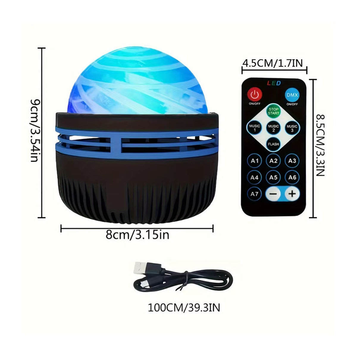 LED Star Galaxy Projektor Lampe mit Fernbedienung und rotierender Magischer Kugel in Bunt - Bild 3