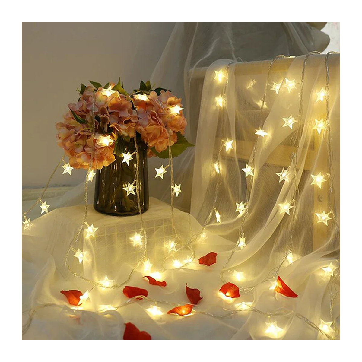 LED Stern Lichterkette in Warmweiß für Weihnachten, Hochzeit und Party Dekoration - Bild 1