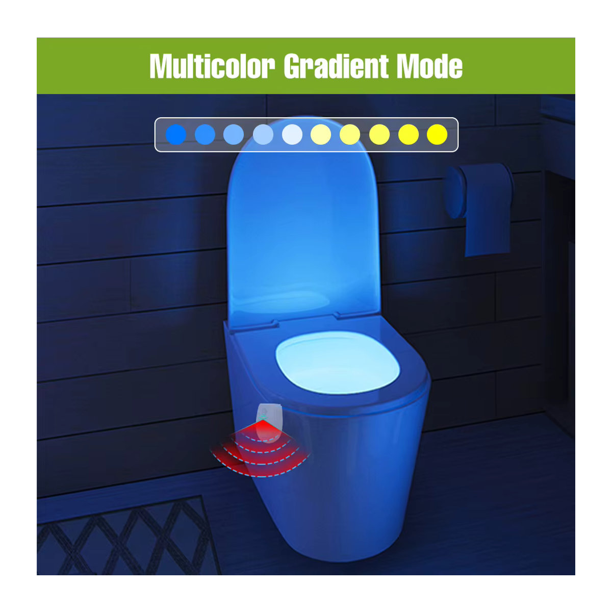 LED Toilettenlampe mit PIR-Bewegungssensor und 7 Farben für Badezimmer und WC, wasserdichte Nachtlicht-Hintergrundbeleuchtung - Bild 2