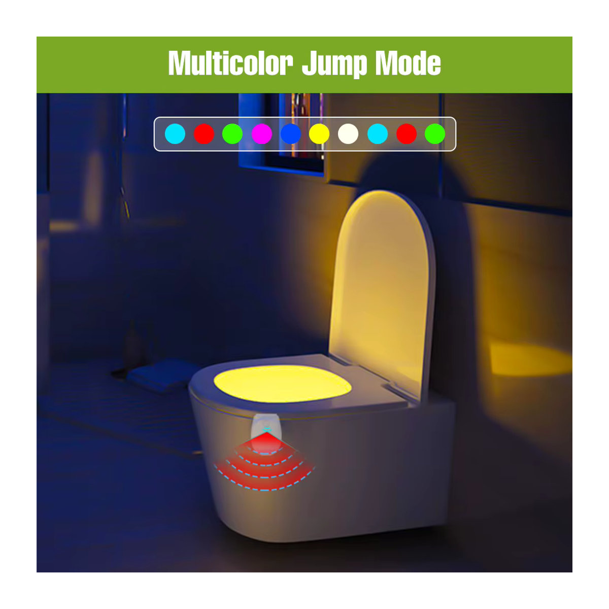 LED Toilettenlampe mit PIR-Bewegungssensor und 7 Farben für Badezimmer und WC, wasserdichte Nachtlicht-Hintergrundbeleuchtung - Bild 3