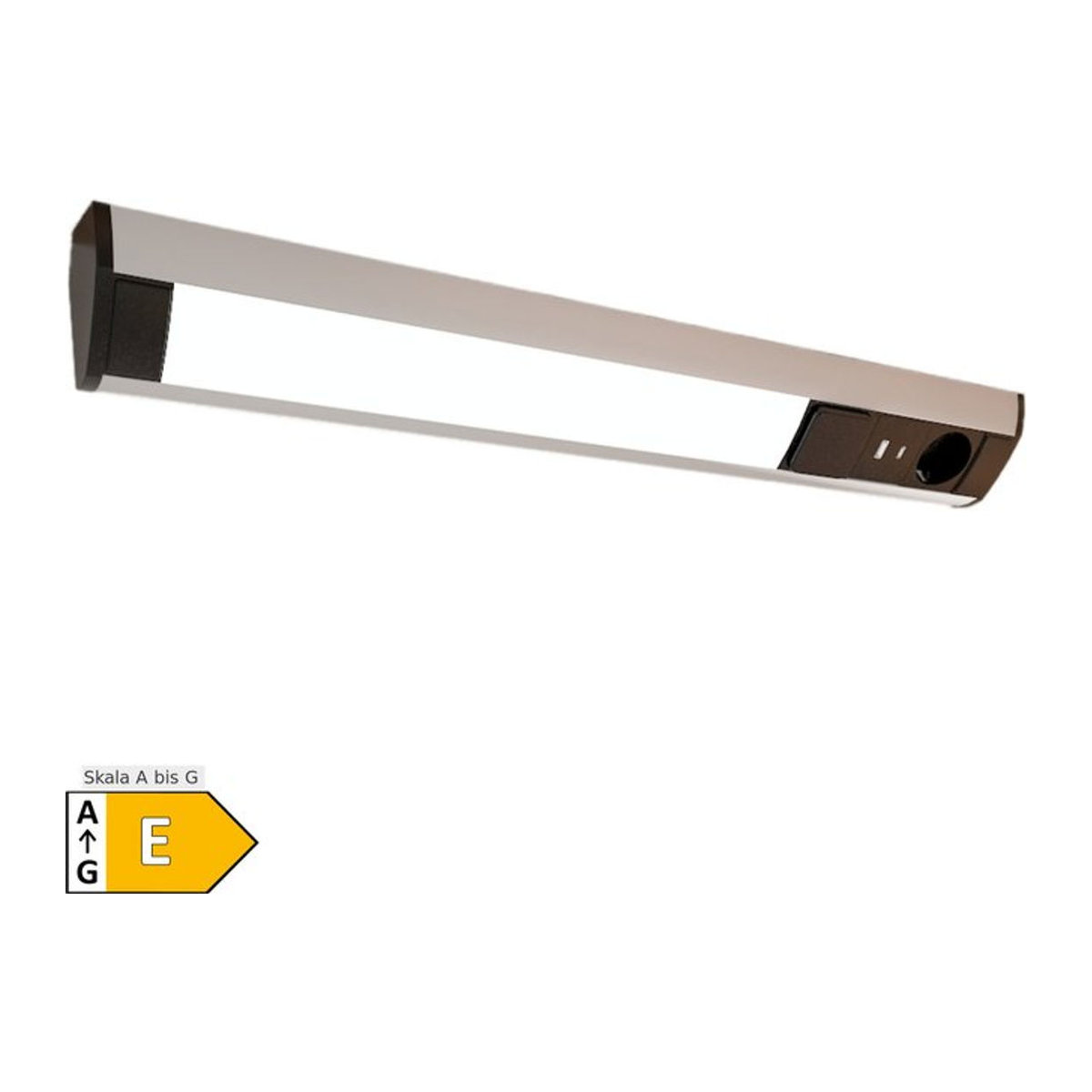 LED Unterbauleuchte für Möbelbeleuchtung mit Schalter, Steckdose und USB-Ports in Silbergrau - Bild 1