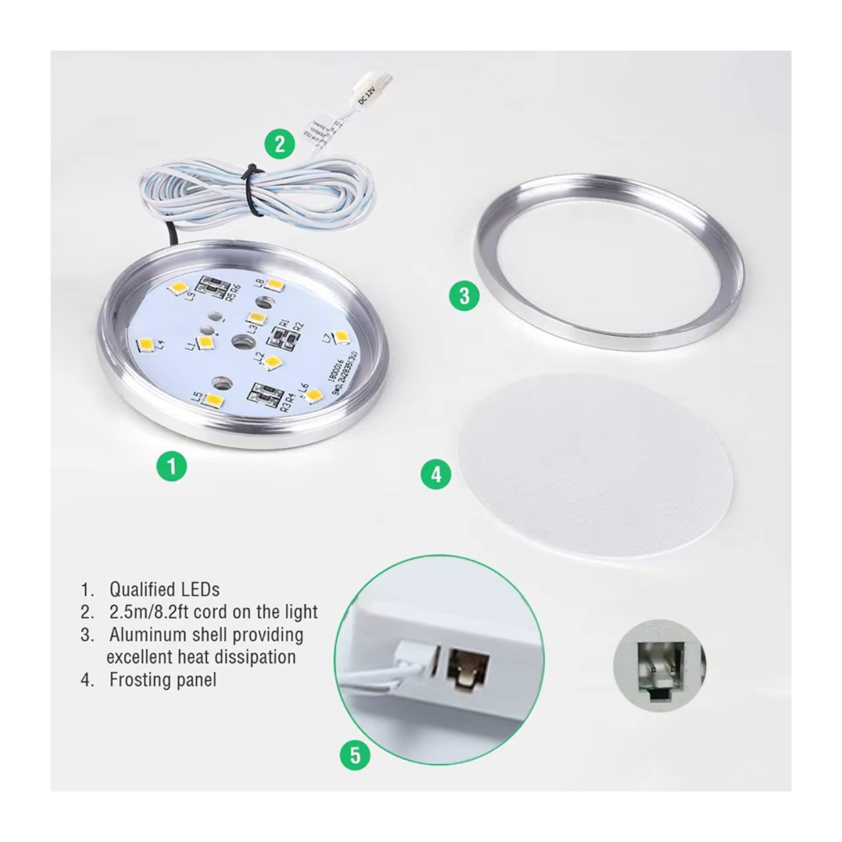 LED-Unterschrankleuchte aus Aluminium für Möbelbeleuchtung in Schwarz oder Silber mit 2 m Kabel, 12 V - Bild 4