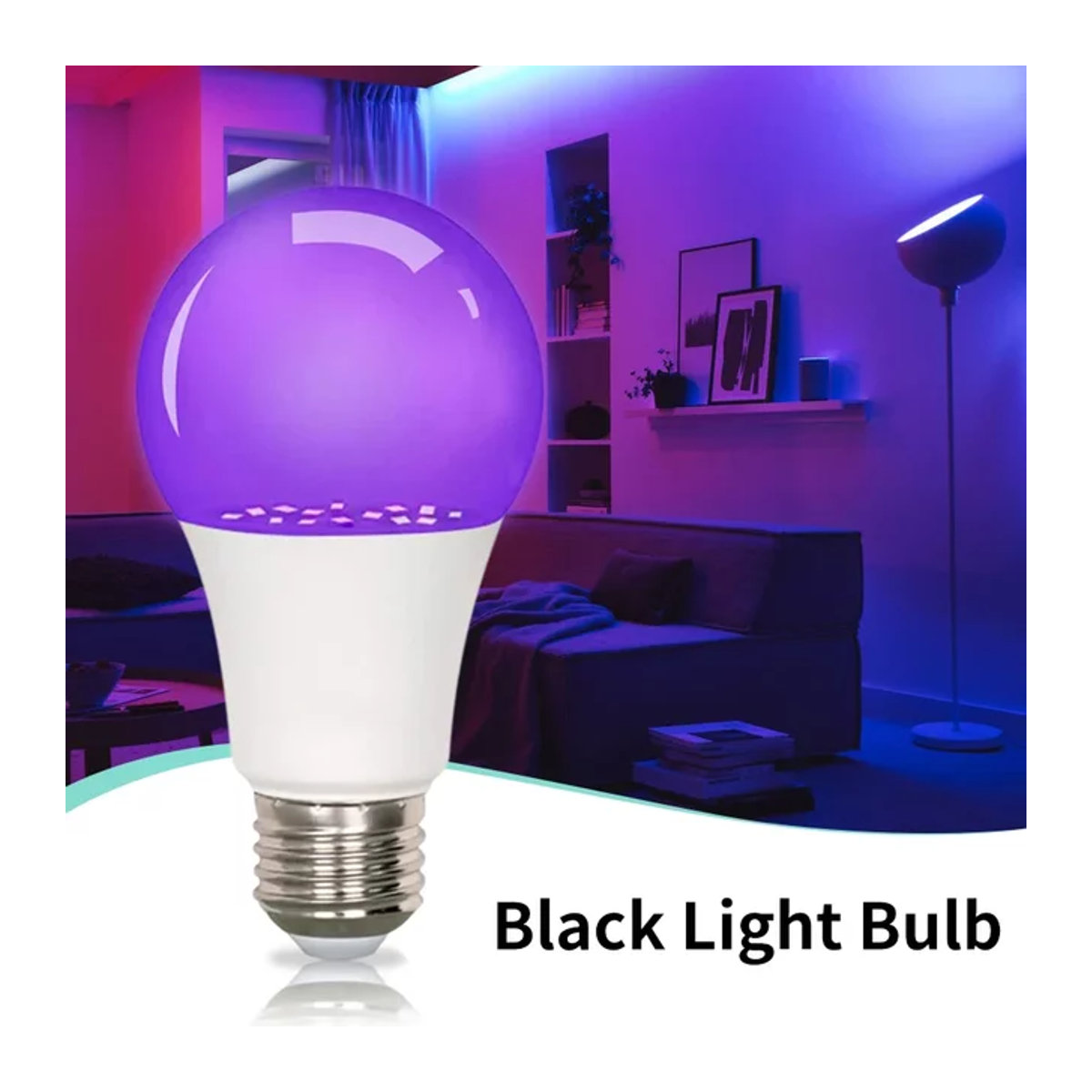 LED UV Schwarzlicht Glühbirne E27 9W 395nm für Party und Fluoreszenz-Effekte - Bild 1