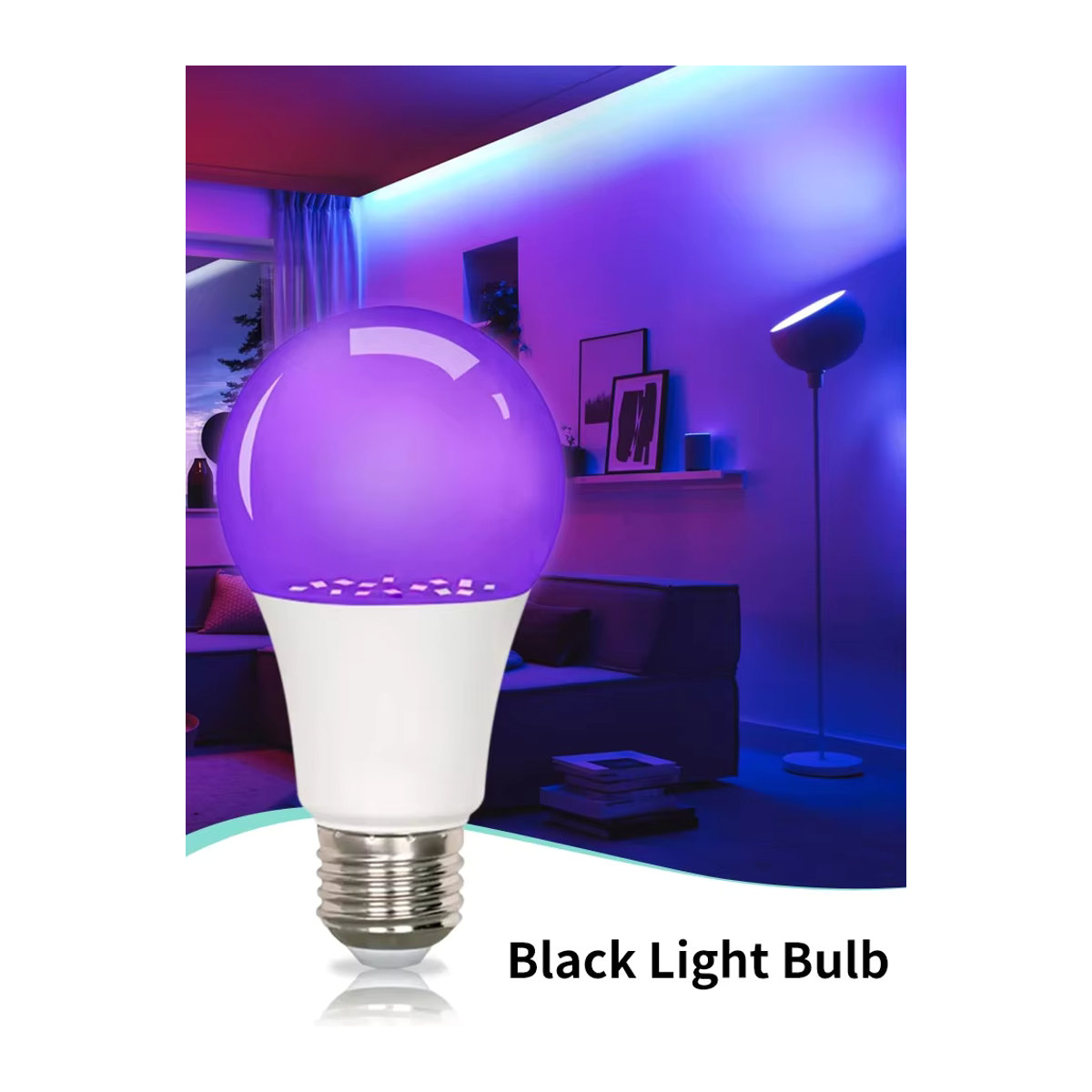 LED UV Schwarzlicht Glühbirne E27 9W 395nm für Party und Fluoreszenz-Effekte - Bild 4