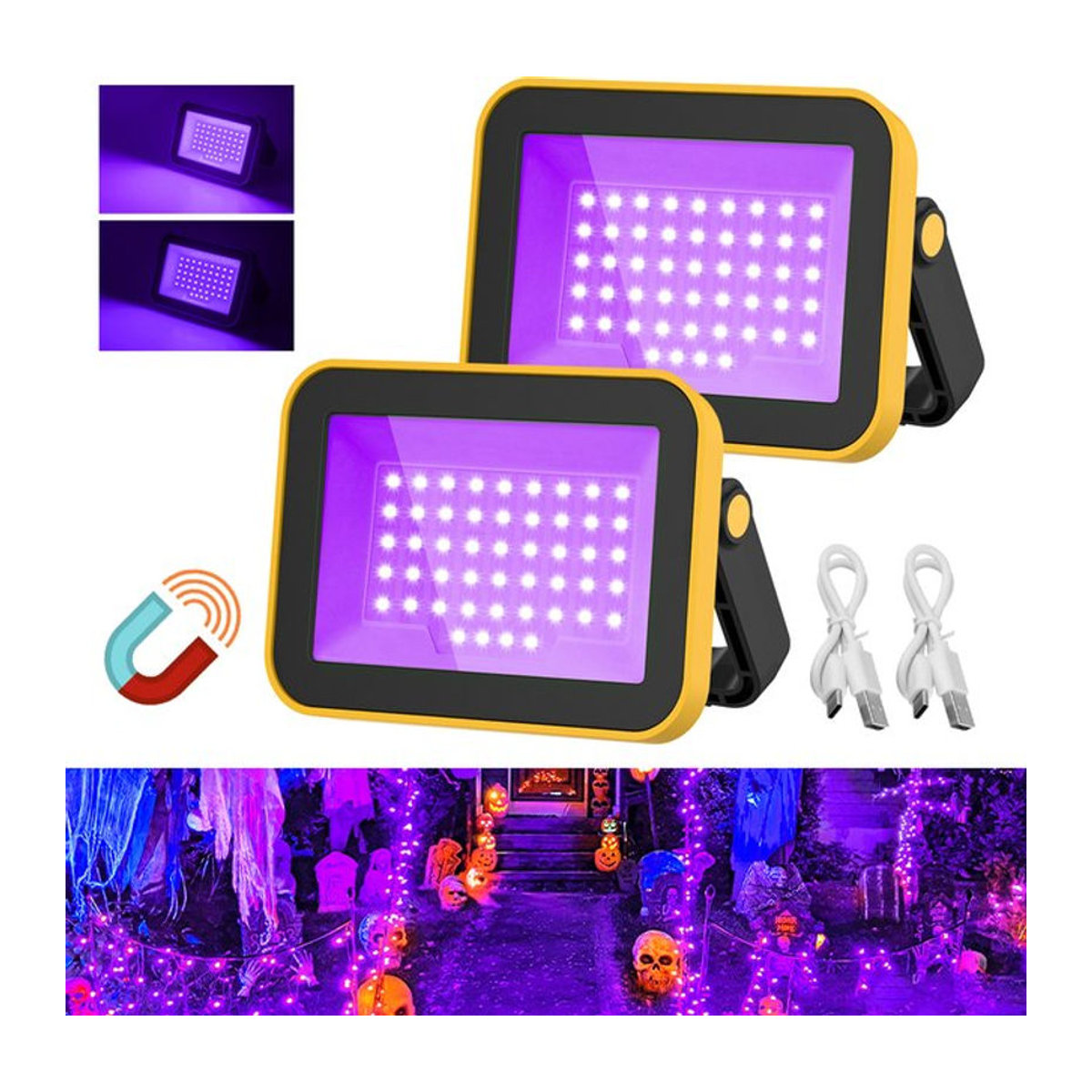 LED UV Schwarzlicht Strahler für DJ, Disco und Party Effektlicht in Schwarz - Bild 1