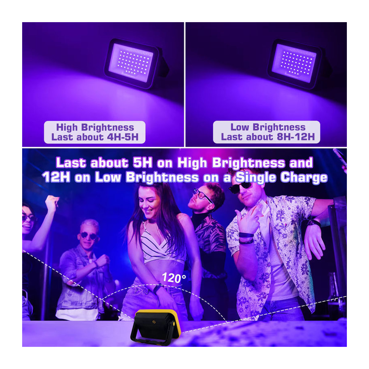 LED UV Schwarzlicht Strahler für DJ, Disco und Party Effektlicht in Schwarz - Bild 3