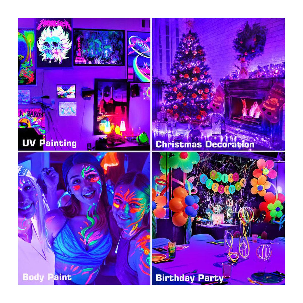 LED UV Schwarzlicht Strahler für DJ, Disco und Party Effektlicht in Schwarz - Bild 6